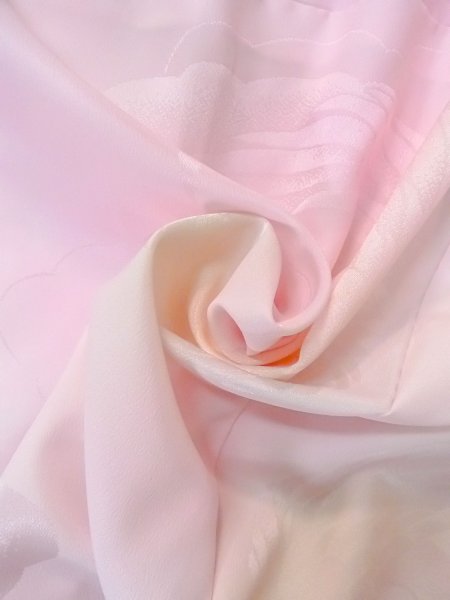 Photo11: O0124Y Vintage Japanese kimono  Pale Pink JUBAN undergarment for women / Silk. Crane,   (Grade B) (11)