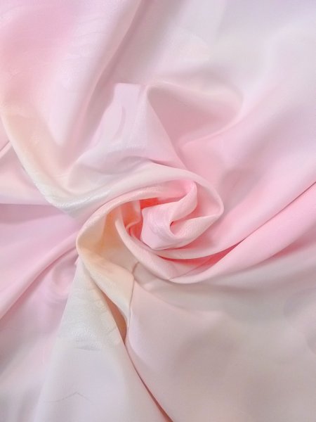 Photo12: O0124Y Vintage Japanese kimono  Pale Pink JUBAN undergarment for women / Silk. Crane,   (Grade B) (12)