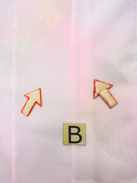 Photo15: O0124Y Vintage Japanese kimono  Pale Pink JUBAN undergarment for women / Silk. Crane,   (Grade B) (15)