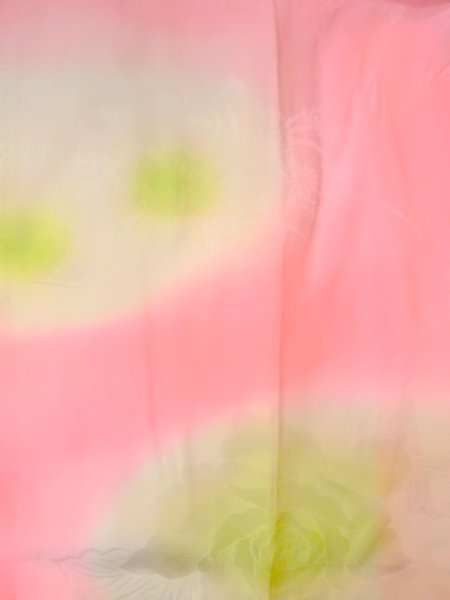 Photo3: O0124Z Vintage Japanese kimono  Light Coral JUBAN undergarment for women / Silk. Flower,   (Grade C) (3)