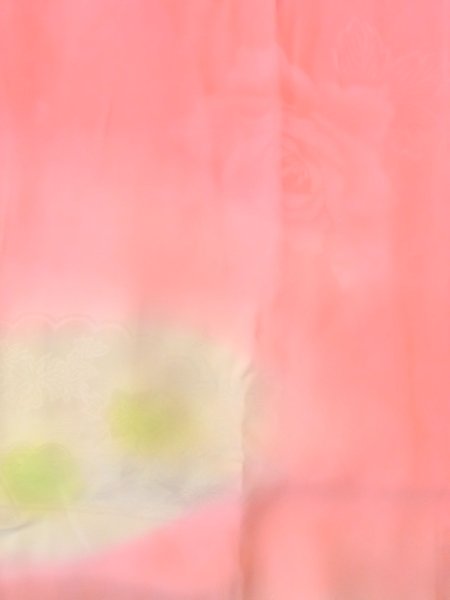 Photo4: O0124Z Vintage Japanese kimono  Light Coral JUBAN undergarment for women / Silk. Flower,   (Grade C) (4)