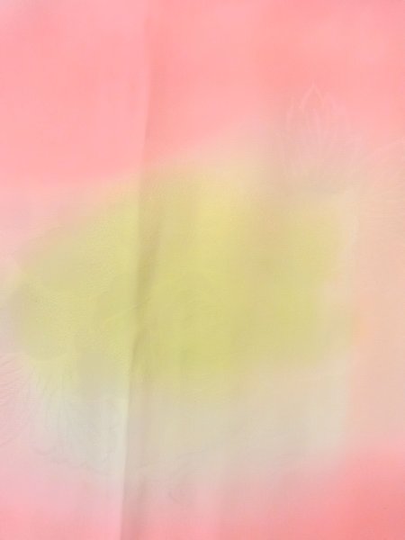 Photo5: O0124Z Vintage Japanese kimono  Light Coral JUBAN undergarment for women / Silk. Flower,   (Grade C) (5)