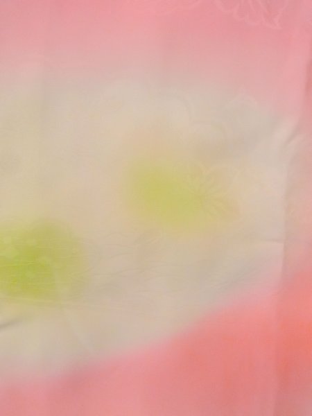 Photo6: O0124Z Vintage Japanese kimono  Light Coral JUBAN undergarment for women / Silk. Flower,   (Grade C) (6)