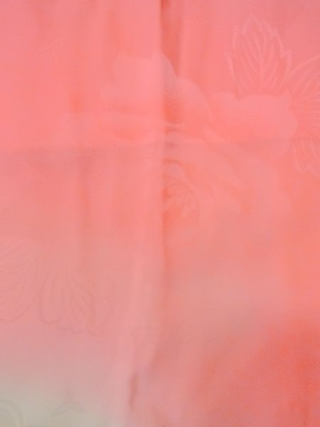 Photo7: O0124Z Vintage Japanese kimono  Light Coral JUBAN undergarment for women / Silk. Flower,   (Grade C) (7)