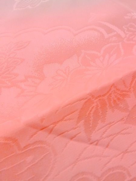 Photo8: O0124Z Vintage Japanese kimono  Light Coral JUBAN undergarment for women / Silk. Flower,   (Grade C) (8)