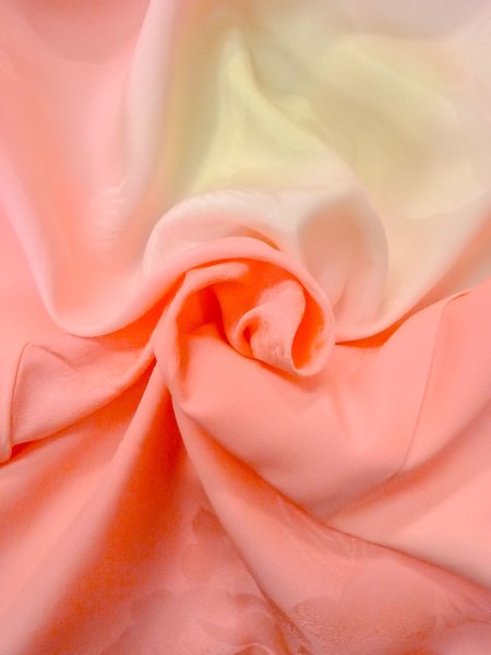 Photo12: O0124Z Vintage Japanese kimono  Light Coral JUBAN undergarment for women / Silk. Flower,   (Grade C) (12)