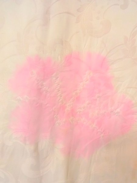 Photo5: O0125A Vintage Japanese kimono   Ivory JUBAN undergarment for women / Silk. Flower,   (Grade C) (5)