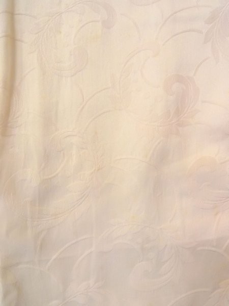 Photo6: O0125A Vintage Japanese kimono   Ivory JUBAN undergarment for women / Silk. Flower,   (Grade C) (6)