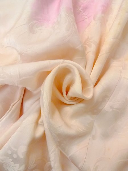 Photo11: O0125A Vintage Japanese kimono   Ivory JUBAN undergarment for women / Silk. Flower,   (Grade C) (11)