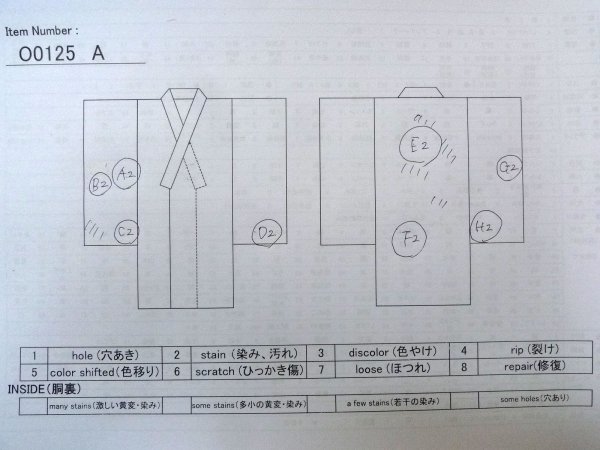 Photo13: O0125A Vintage Japanese kimono   Ivory JUBAN undergarment for women / Silk. Flower,   (Grade C) (13)