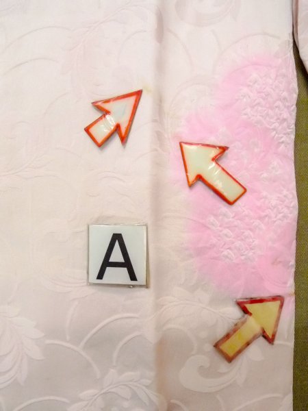 Photo14: O0125A Vintage Japanese kimono   Ivory JUBAN undergarment for women / Silk. Flower,   (Grade C) (14)