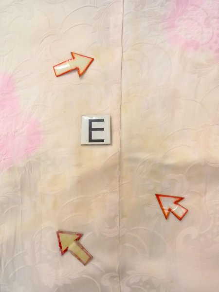 Photo18: O0125A Vintage Japanese kimono   Ivory JUBAN undergarment for women / Silk. Flower,   (Grade C) (18)