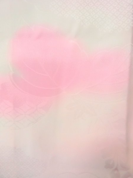 Photo6: O0125B Vintage Japanese kimono  Pale Pink JUBAN undergarment for women / Silk. Chrysanthemum,   (Grade B) (6)