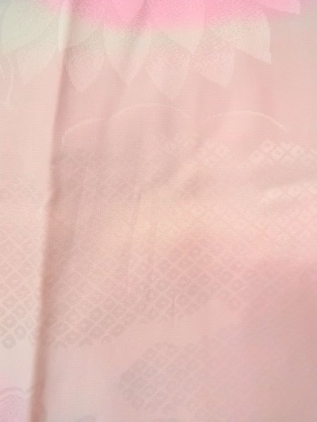 Photo7: O0125B Vintage Japanese kimono  Pale Pink JUBAN undergarment for women / Silk. Chrysanthemum,   (Grade B) (7)