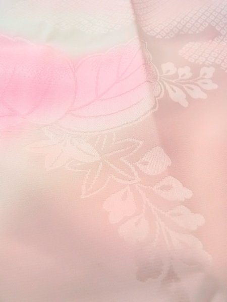 Photo9: O0125B Vintage Japanese kimono  Pale Pink JUBAN undergarment for women / Silk. Chrysanthemum,   (Grade B) (9)