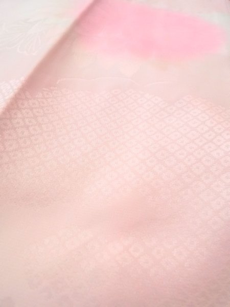 Photo10: O0125B Vintage Japanese kimono  Pale Pink JUBAN undergarment for women / Silk. Chrysanthemum,   (Grade B) (10)
