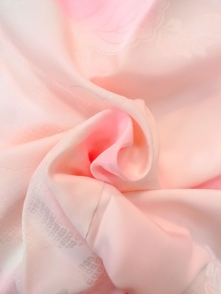 Photo12: O0125B Vintage Japanese kimono  Pale Pink JUBAN undergarment for women / Silk. Chrysanthemum,   (Grade B) (12)