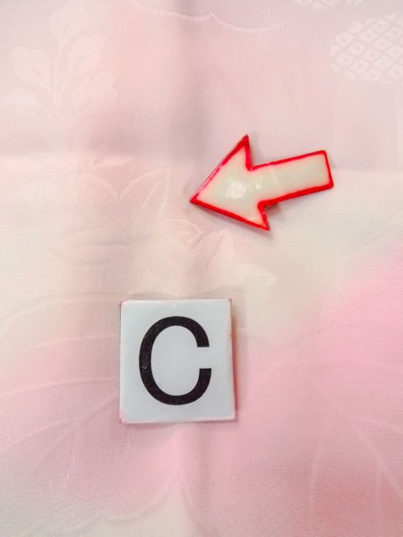 Photo16: O0125B Vintage Japanese kimono  Pale Pink JUBAN undergarment for women / Silk. Chrysanthemum,   (Grade B) (16)