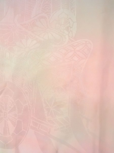 Photo5: O0125C Vintage Japanese kimono  Pale Pink JUBAN undergarment for women / Silk. Chrysanthemum,   (Grade C) (5)