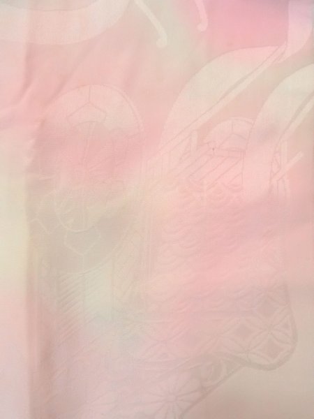 Photo6: O0125C Vintage Japanese kimono  Pale Pink JUBAN undergarment for women / Silk. Chrysanthemum,   (Grade C) (6)