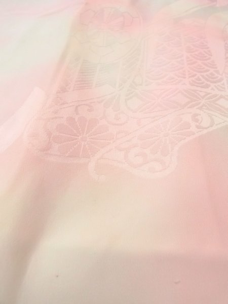 Photo10: O0125C Vintage Japanese kimono  Pale Pink JUBAN undergarment for women / Silk. Chrysanthemum,   (Grade C) (10)