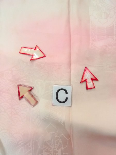 Photo16: O0125C Vintage Japanese kimono  Pale Pink JUBAN undergarment for women / Silk. Chrysanthemum,   (Grade C) (16)