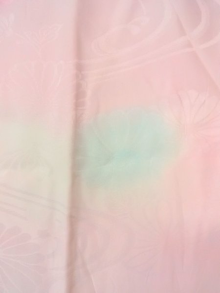 Photo5: O0125D Vintage Japanese kimono  Pale Pink JUBAN undergarment for women / Silk. Chrysanthemum,   (Grade B) (5)