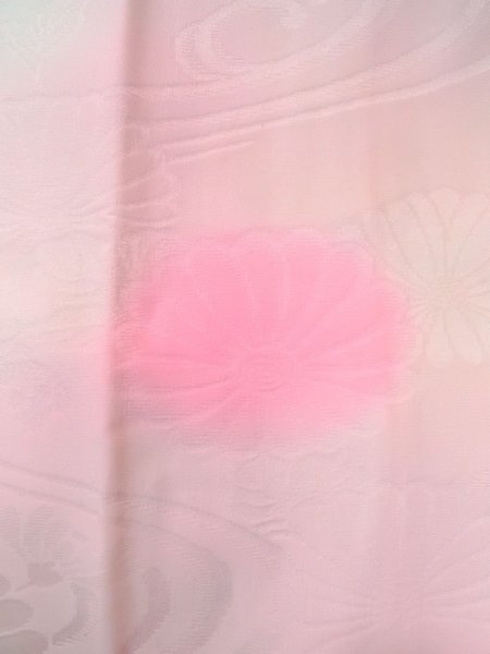 Photo6: O0125D Vintage Japanese kimono  Pale Pink JUBAN undergarment for women / Silk. Chrysanthemum,   (Grade B) (6)