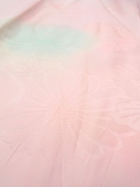 Photo8: O0125D Vintage Japanese kimono  Pale Pink JUBAN undergarment for women / Silk. Chrysanthemum,   (Grade B) (8)