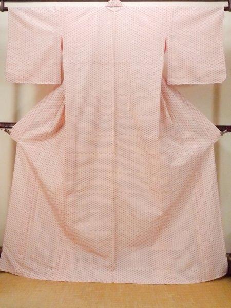 Photo1: Mint O0125E Vintage Japanese kimono   White HITOE unlined for women / Synthetic. Hemp leaf   (Grade A) (1)