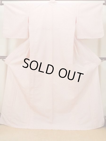 Photo1: Mint O0125E Vintage Japanese kimono   White HITOE unlined for women / Synthetic. Hemp leaf   (Grade A) (1)