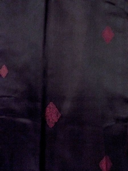 Photo3: O0131A Vintage Japanese kimono   Black MICHIYUKI outer coat for women / Silk. Chrysanthemum,   (Grade B) (3)