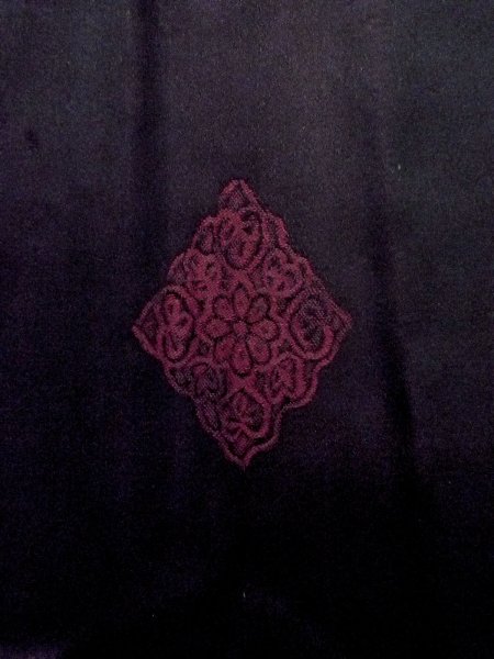 Photo5: O0131A Vintage Japanese kimono   Black MICHIYUKI outer coat for women / Silk. Chrysanthemum,   (Grade B) (5)