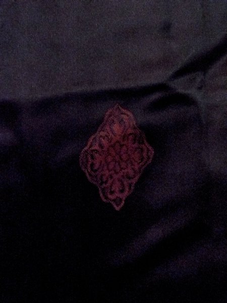 Photo6: O0131A Vintage Japanese kimono   Black MICHIYUKI outer coat for women / Silk. Chrysanthemum,   (Grade B) (6)