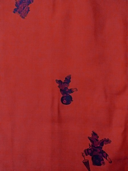 Photo3: Mint O0131B Vintage Japanese kimono   Red MICHIYUKI outer coat for women / Synthetic. Kids   (Grade A) (3)