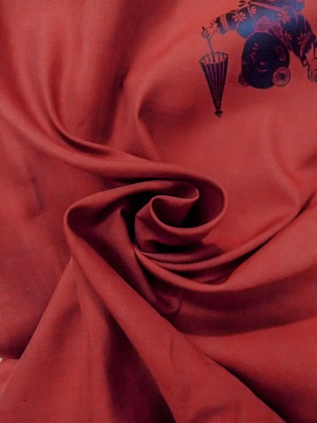 Photo11: Mint O0131B Vintage Japanese kimono   Red MICHIYUKI outer coat for women / Synthetic. Kids   (Grade A) (11)