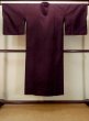 Photo2: O0131C Vintage Japanese kimono  Dark Purple MICHIYUKI outer coat for women / Silk.    (Grade D) (2)