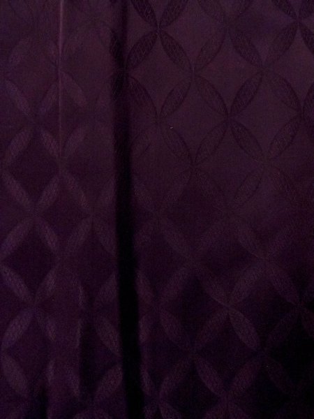 Photo6: O0131C Vintage Japanese kimono  Dark Purple MICHIYUKI outer coat for women / Silk.    (Grade D) (6)