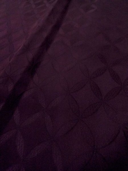 Photo8: O0131C Vintage Japanese kimono  Dark Purple MICHIYUKI outer coat for women / Silk.    (Grade D) (8)