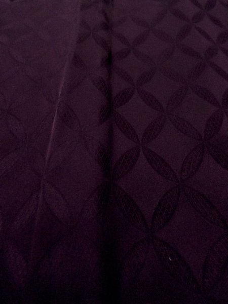 Photo9: O0131C Vintage Japanese kimono  Dark Purple MICHIYUKI outer coat for women / Silk.    (Grade D) (9)