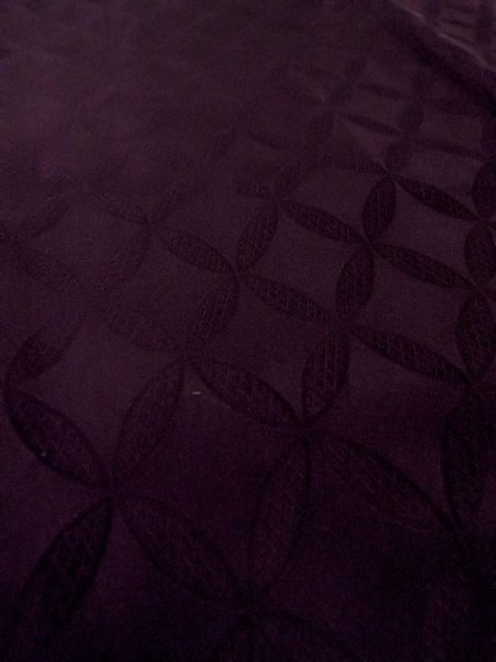 Photo10: O0131C Vintage Japanese kimono  Dark Purple MICHIYUKI outer coat for women / Silk.    (Grade D) (10)
