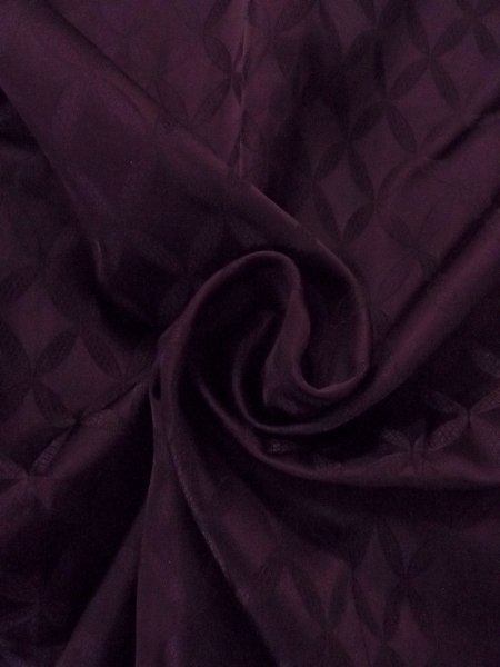 Photo11: O0131C Vintage Japanese kimono  Dark Purple MICHIYUKI outer coat for women / Silk.    (Grade D) (11)