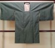 Photo1: Mint O0131E Vintage Japanese kimono  Grayish Green MICHIYUKI outer coat for women / Silk. Dot,   (Grade A) (1)