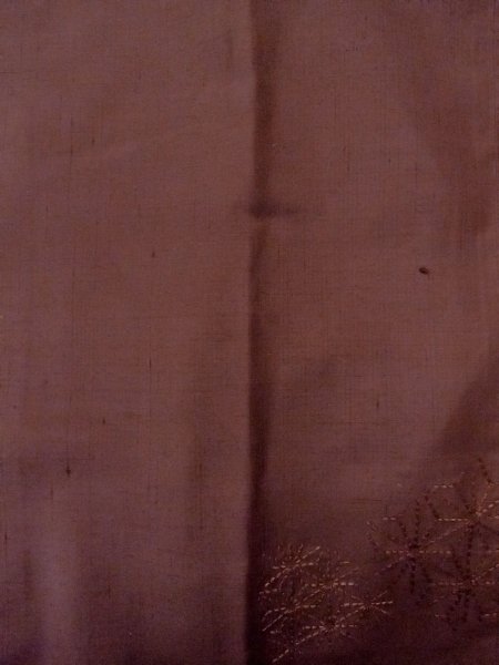 Photo3: O0131F Vintage Japanese kimono  Pale Dark Red DOCHUGI outer coat for women / Silk. Hemp leaf   (Grade B) (3)