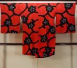Photo2: O0131G Vintage Japanese kimono  Vivid Red DOCHUGI outer coat for women / Silk. Flower,   (Grade B) (2)