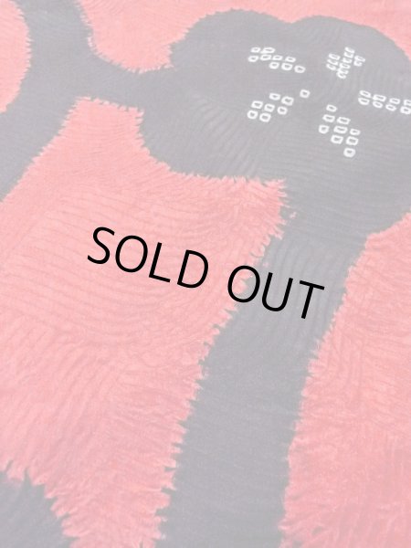 Photo10: O0131G Vintage Japanese kimono  Vivid Red DOCHUGI outer coat for women / Silk. Flower,   (Grade B) (10)