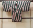 Photo1: O0131H Vintage Japanese kimono Pale Grayish Pink DOCHUGI outer coat for women / Silk. Stripes   (Grade D) (1)
