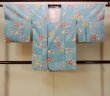 Photo1: Mint O0131I Vintage Japanese kimono   Light Blue MICHIYUKI outer coat for women / Silk. Flower,   (Grade A) (1)