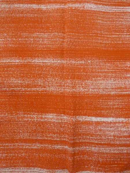 Photo3: O0131J Vintage Japanese kimono   Orange MICHIYUKI outer coat for women / Silk. Stripes   (Grade B) (3)