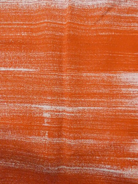 Photo4: O0131J Vintage Japanese kimono   Orange MICHIYUKI outer coat for women / Silk. Stripes   (Grade B) (4)